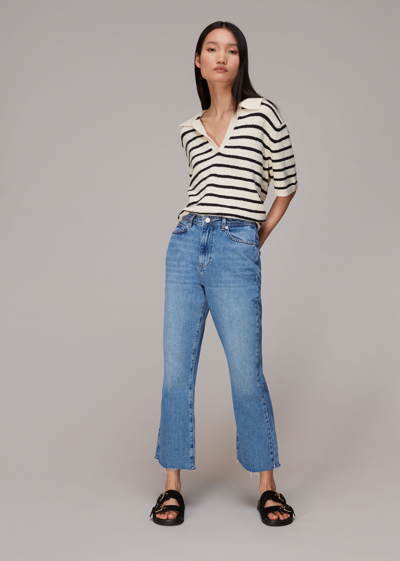 Light Wash Authentic Kick Flare Jean, WHISTLES