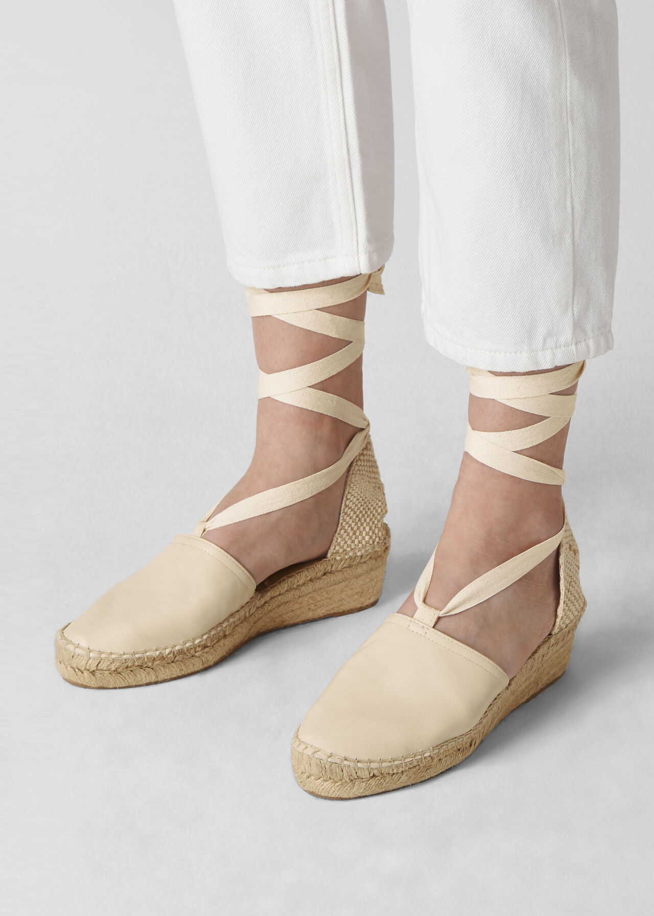 River Espadrille Tie Sandal Cream