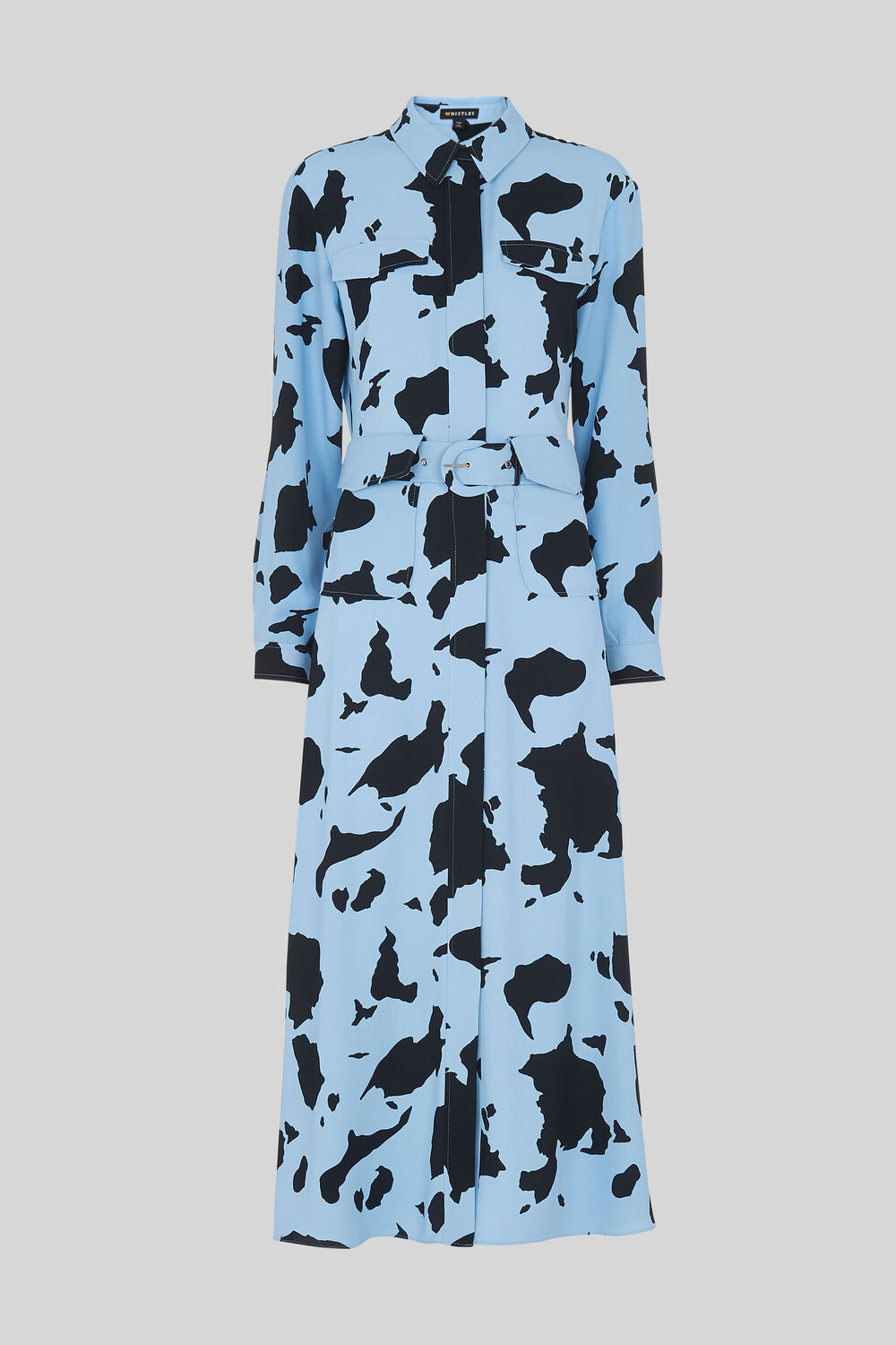 Cow Print Military Dress Blue/Multi