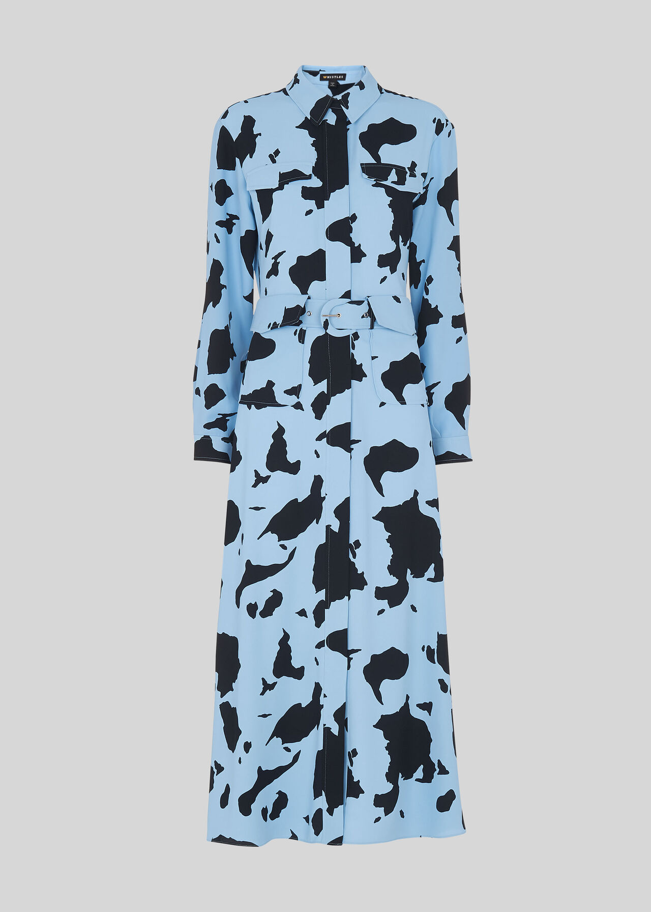 Cow Print Military Dress Blue/Multi