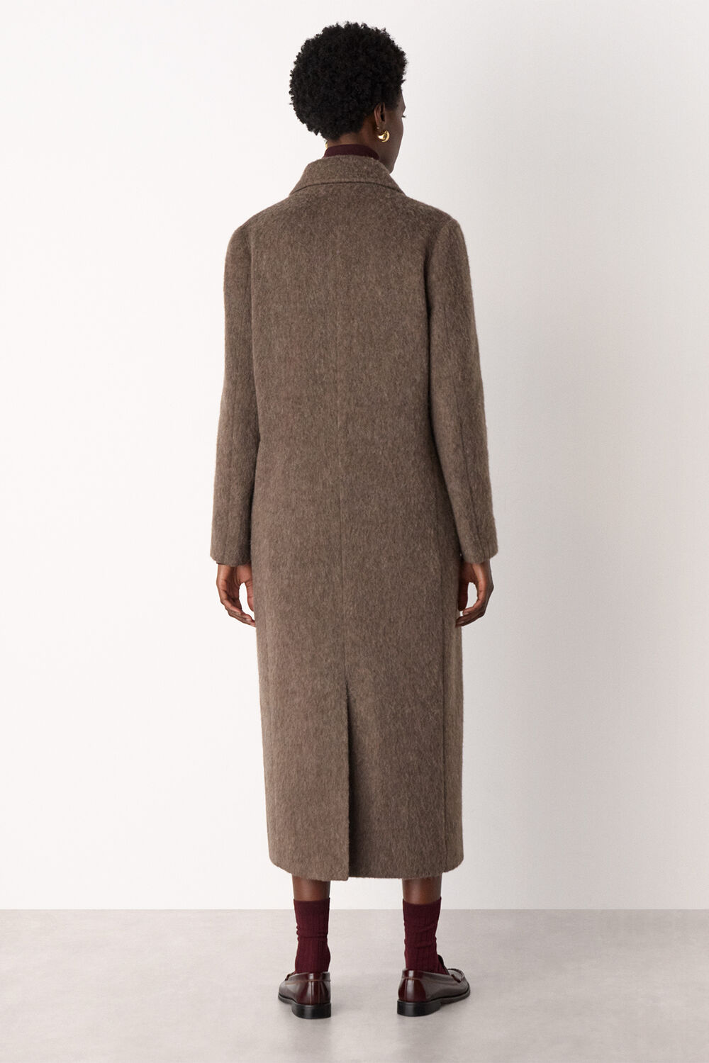 Taupe Maxi Double Breasted Wool Coat