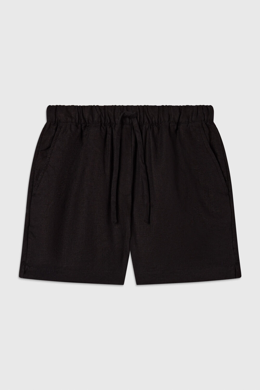 Black Petite Linen Elasticated Short