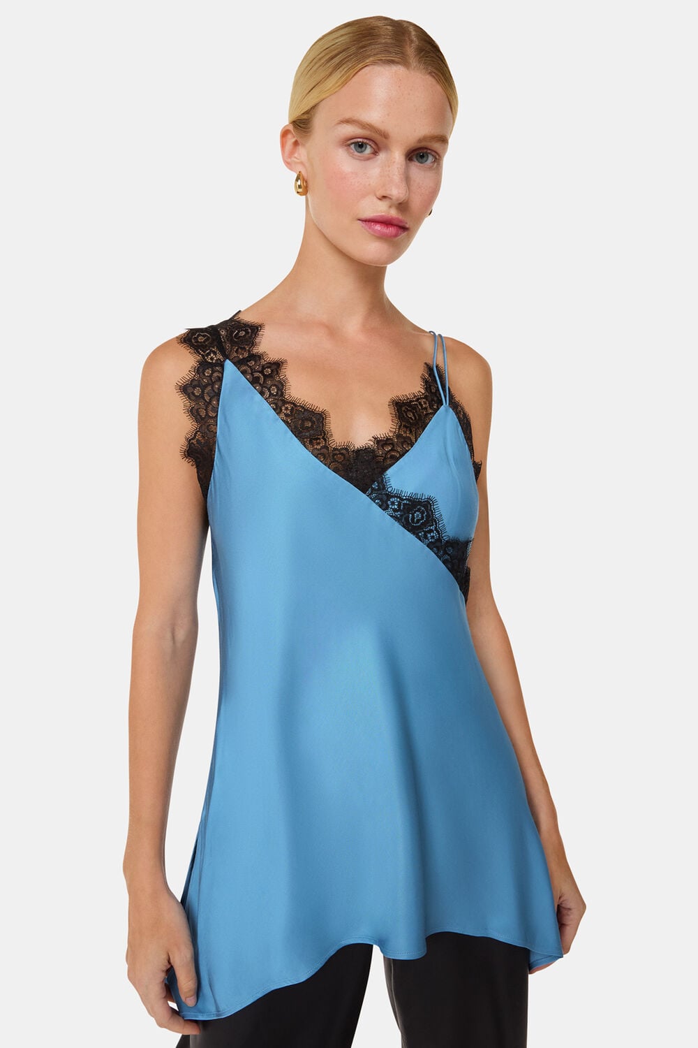 Blue Iris Lace Detail Wrap Cami
