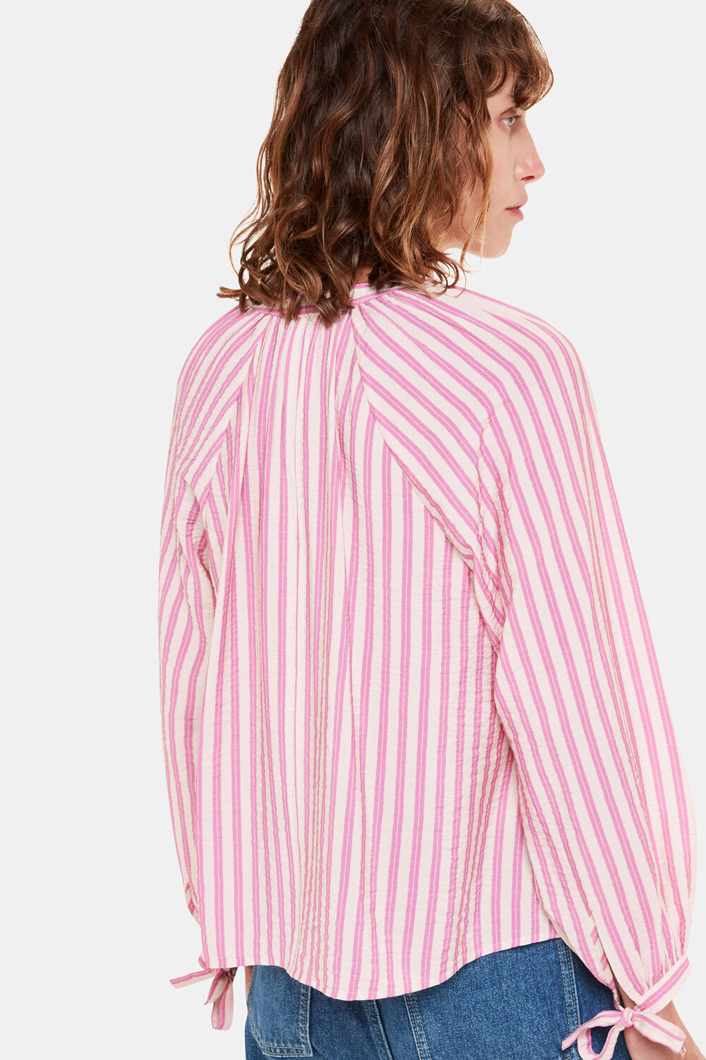 Mia Stripe Tie Neck Blouse
