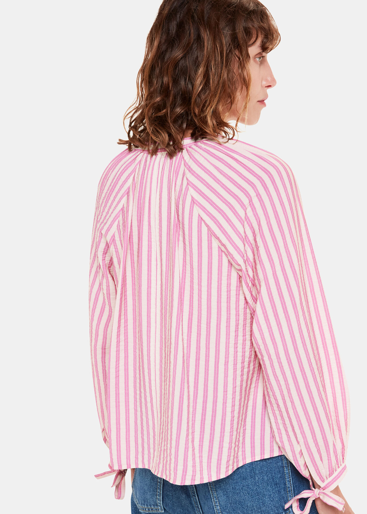 Mia Stripe Tie Neck Blouse