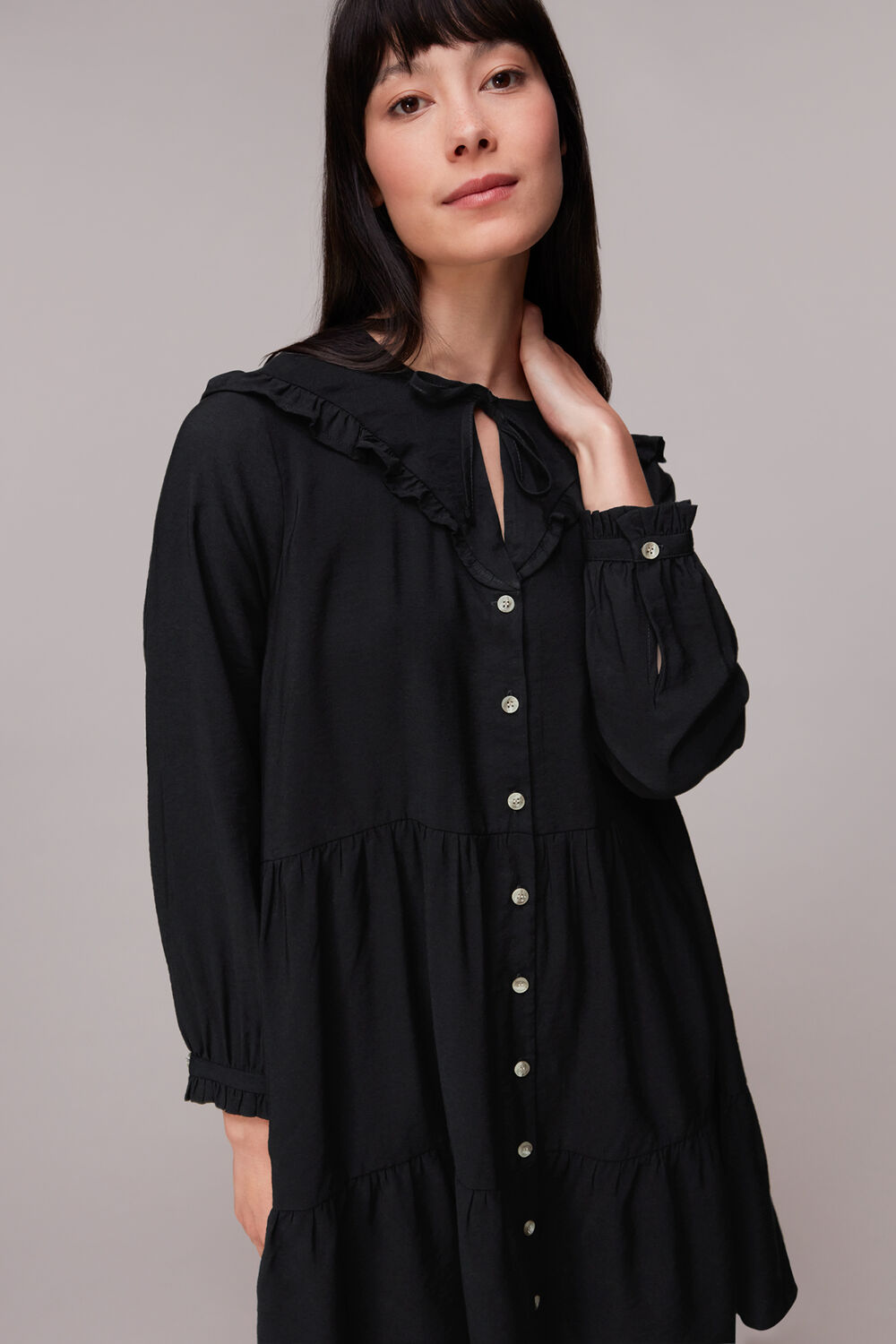 Black Willa Frill Trapeze Dress