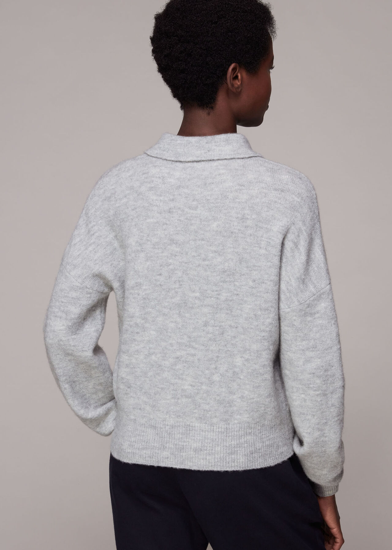 Jewel Button Collar Sweater