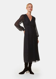 Metallic Stripe Midi Dress