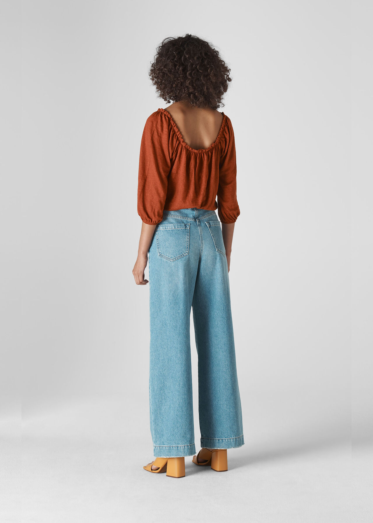 Linen Square Neck Top Rust