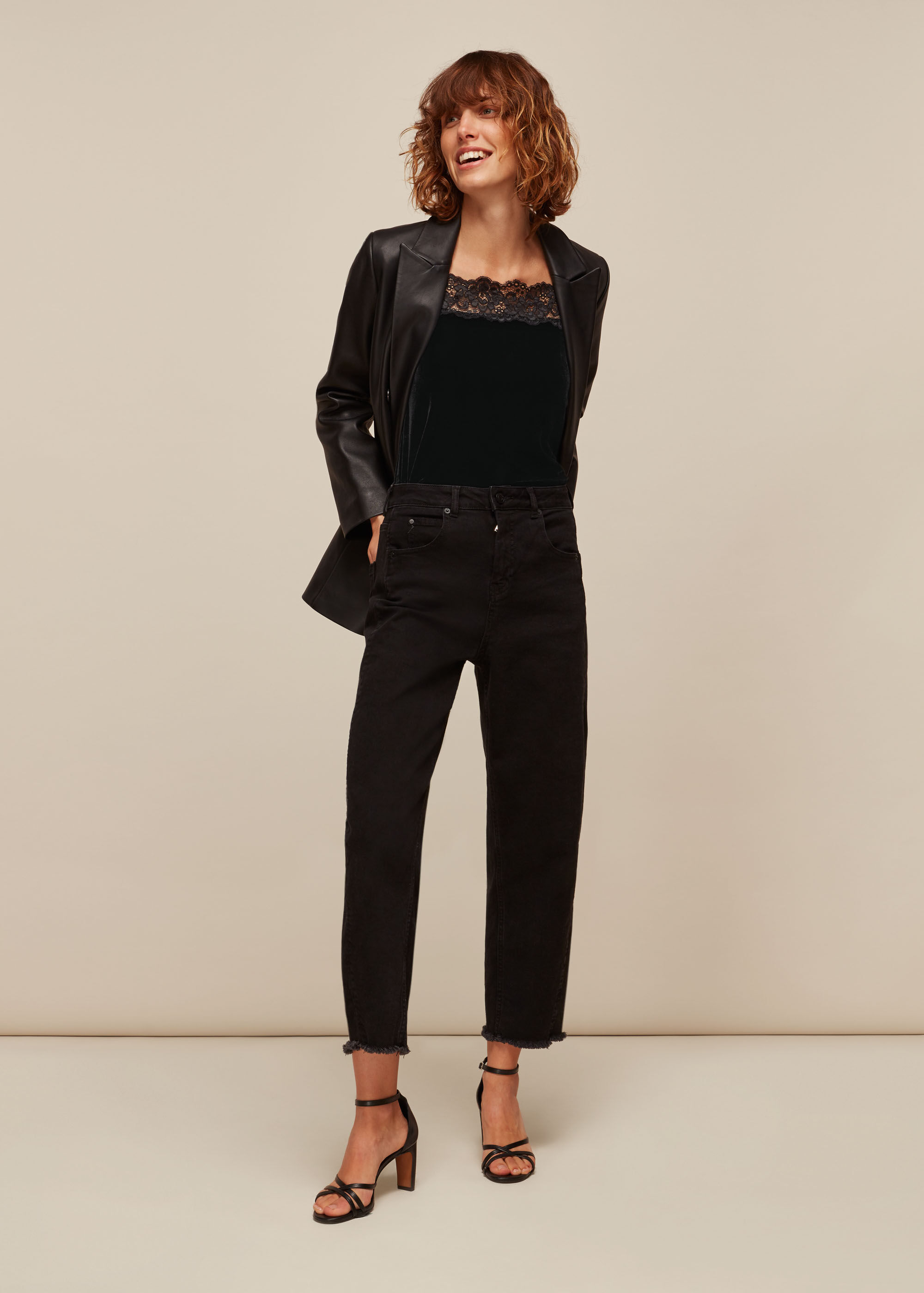 Black Velvet Lace Trim Cami Top | WHISTLES | Whistles US |