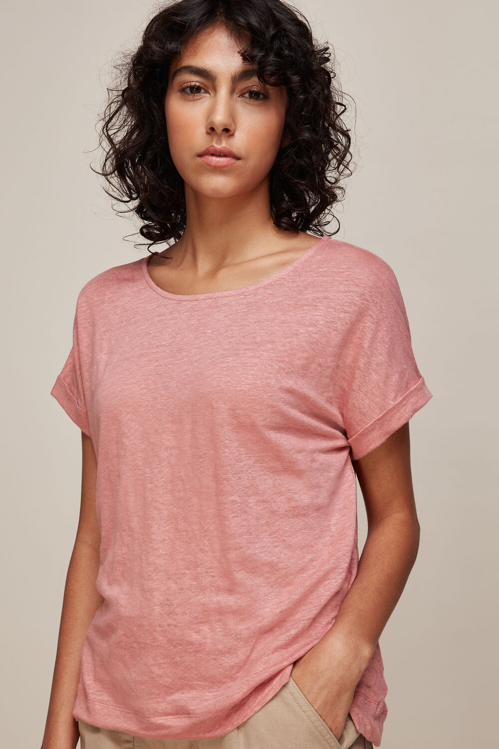 Relaxed Linen Tshirt Pale Pink
