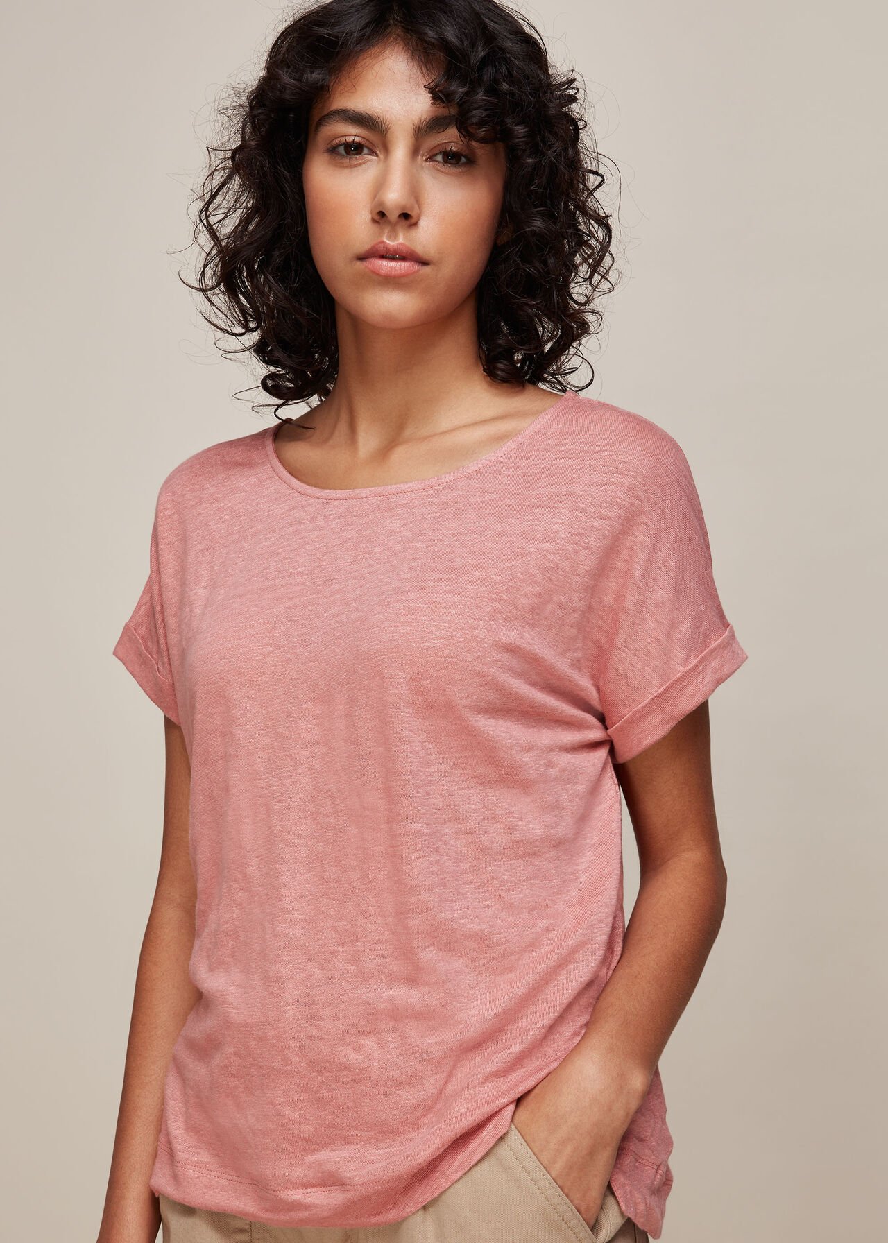 Relaxed Linen Tshirt Pale Pink