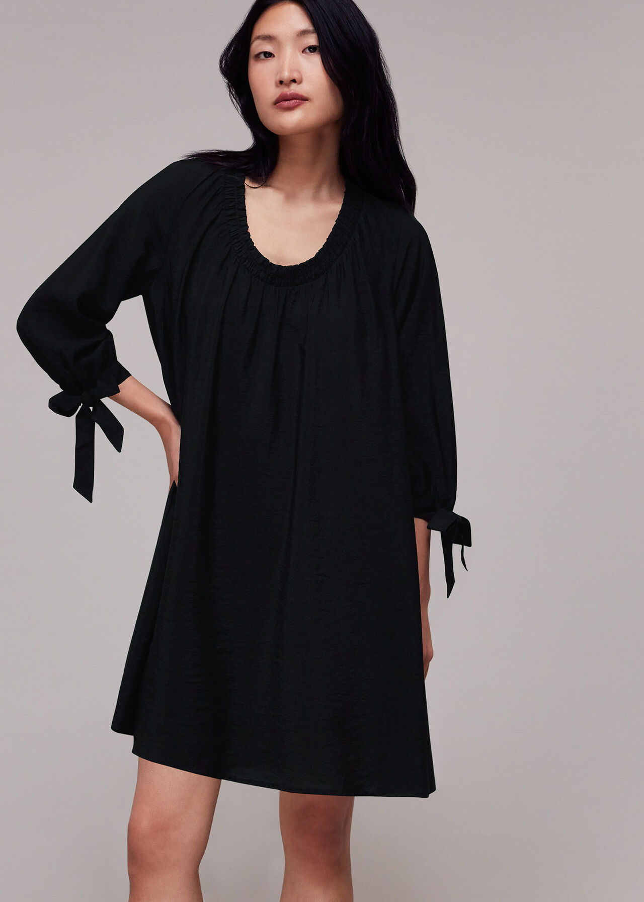 Lydia Gathered Trapeze Dress