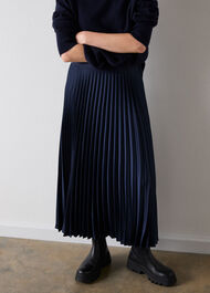 Satin Pleated Midi Skirt