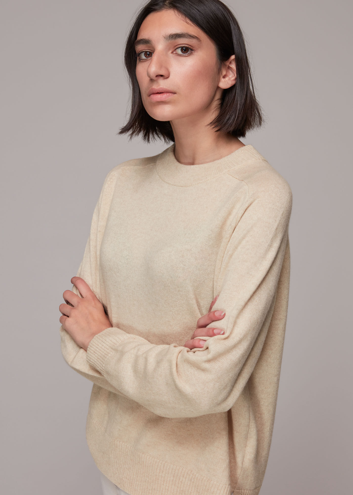 Ivory Cashmere Crew Neck Jumper WHISTLES