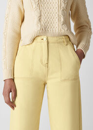 Fray Hem Turn Up Jean Yellow