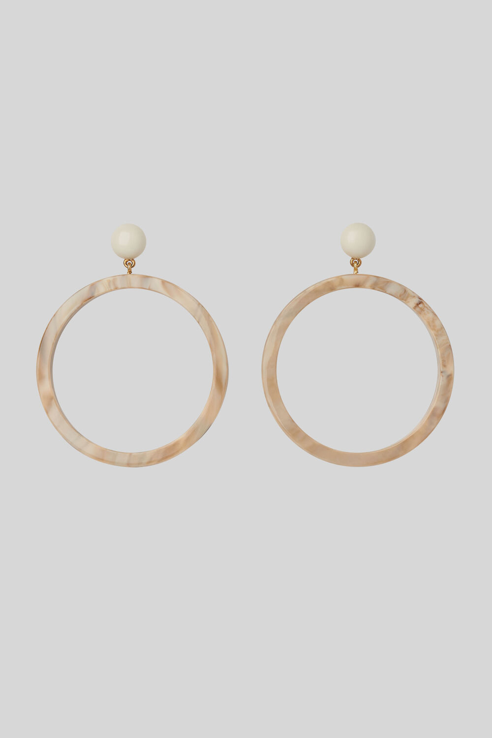 Large Ring Resin Earrings Beige