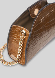 Miri Small Half Moon Croc Bag Brown