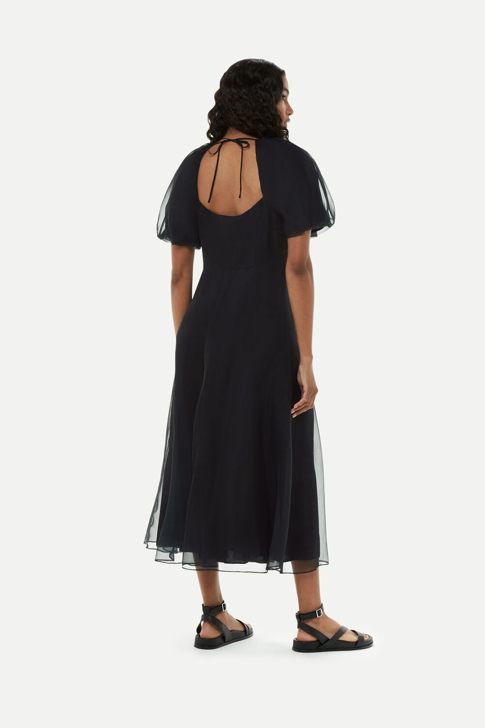 Organza Silk Puff Sleeve Dress