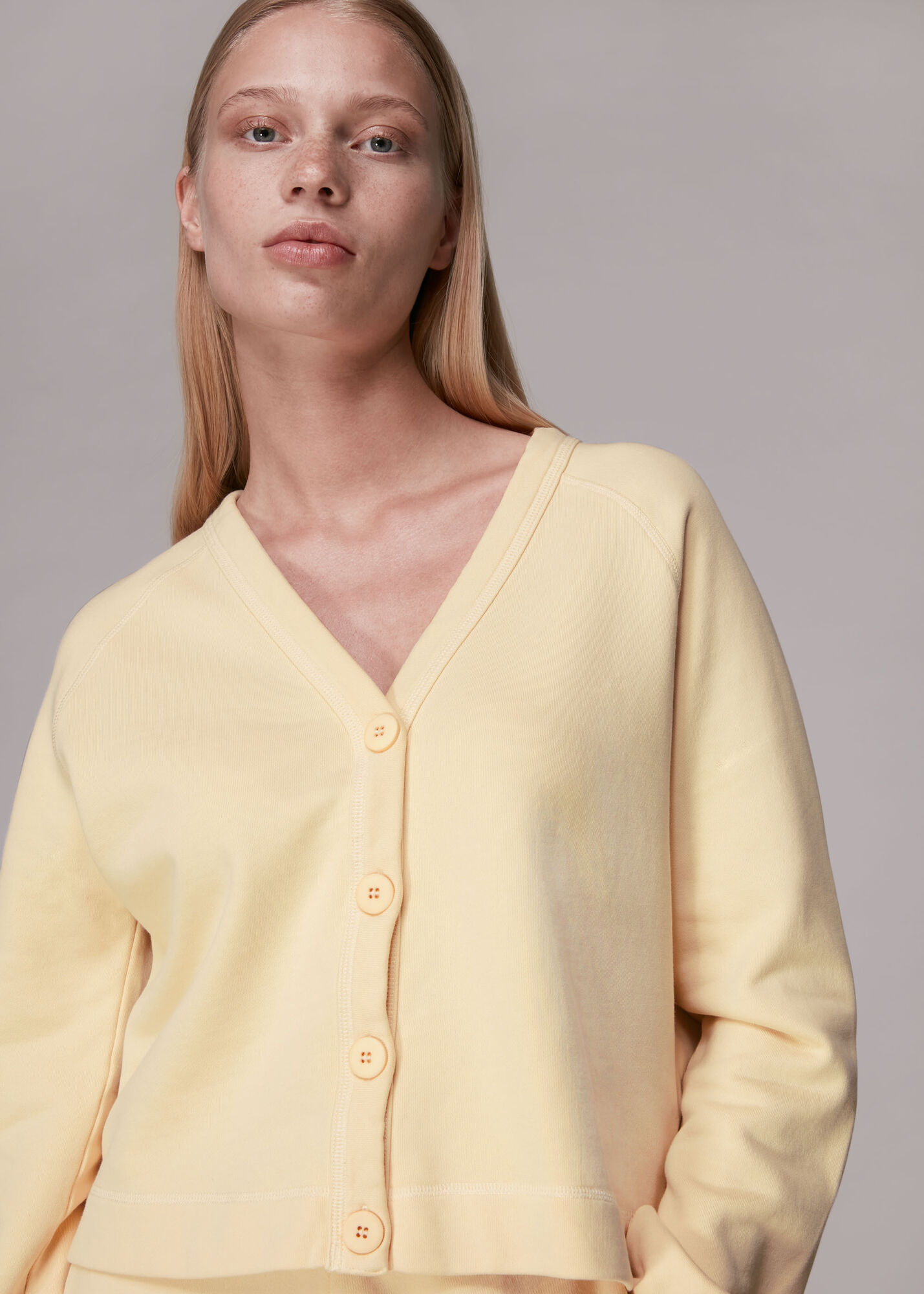 Pale Yellow Sweat Cardigan WHISTLES Whistles