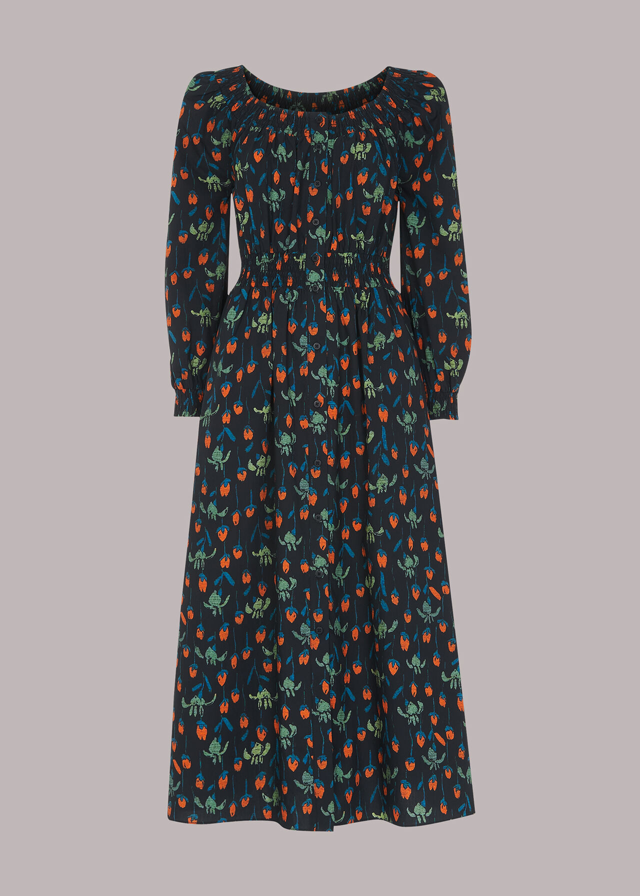 Tulips Print Poplin Midi Dress