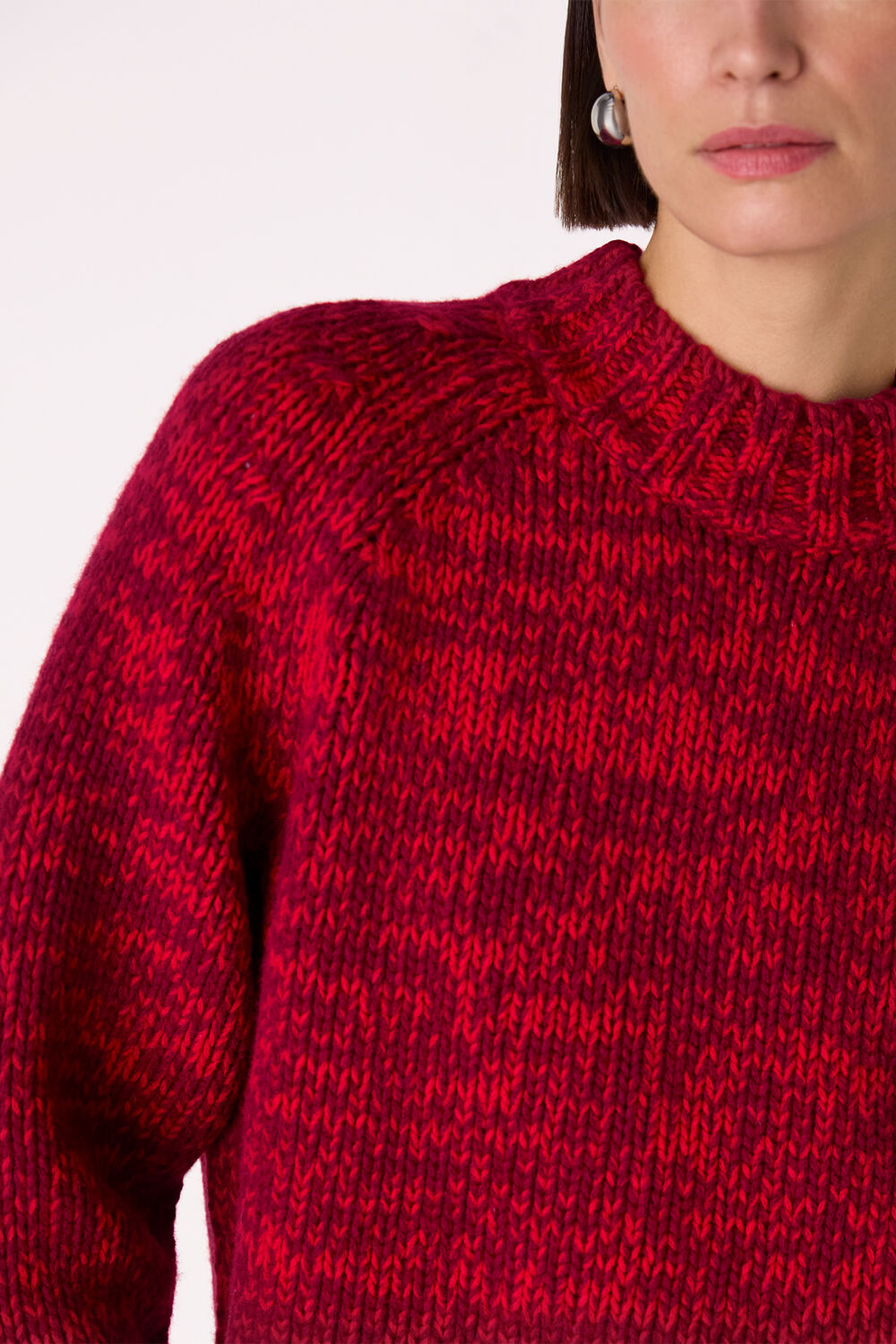 Red Chunky Wool Fleck Knit