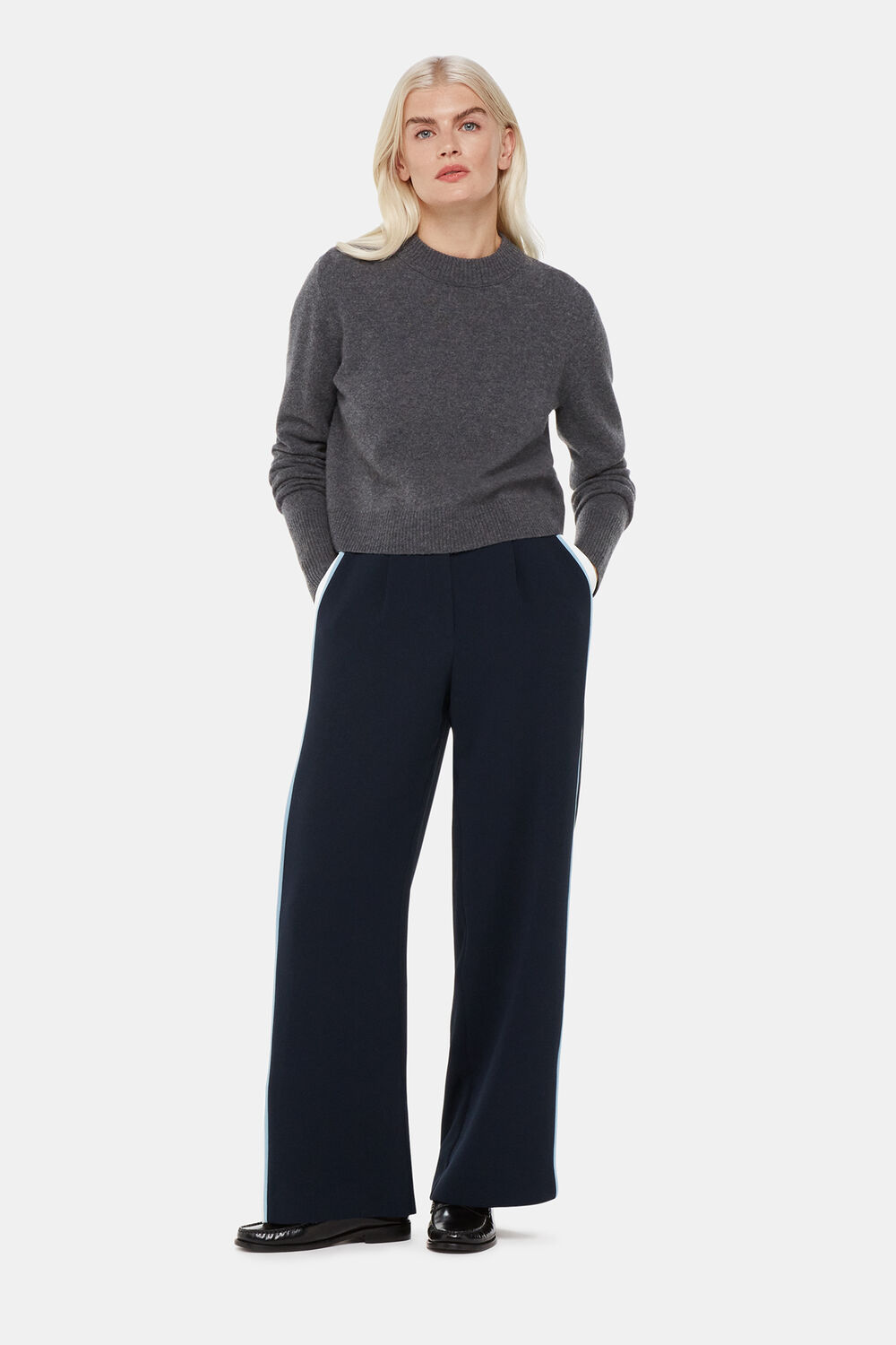 Petite Crepe Side Stripe Trouser