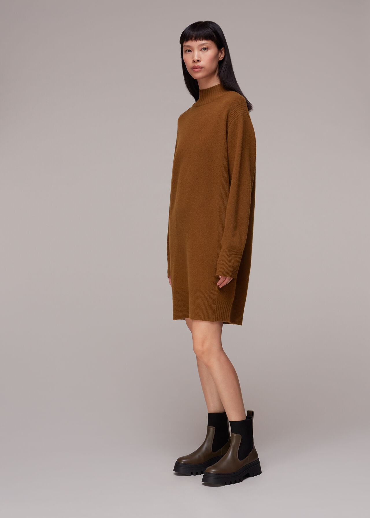 Funnel Neck Knitted Dress