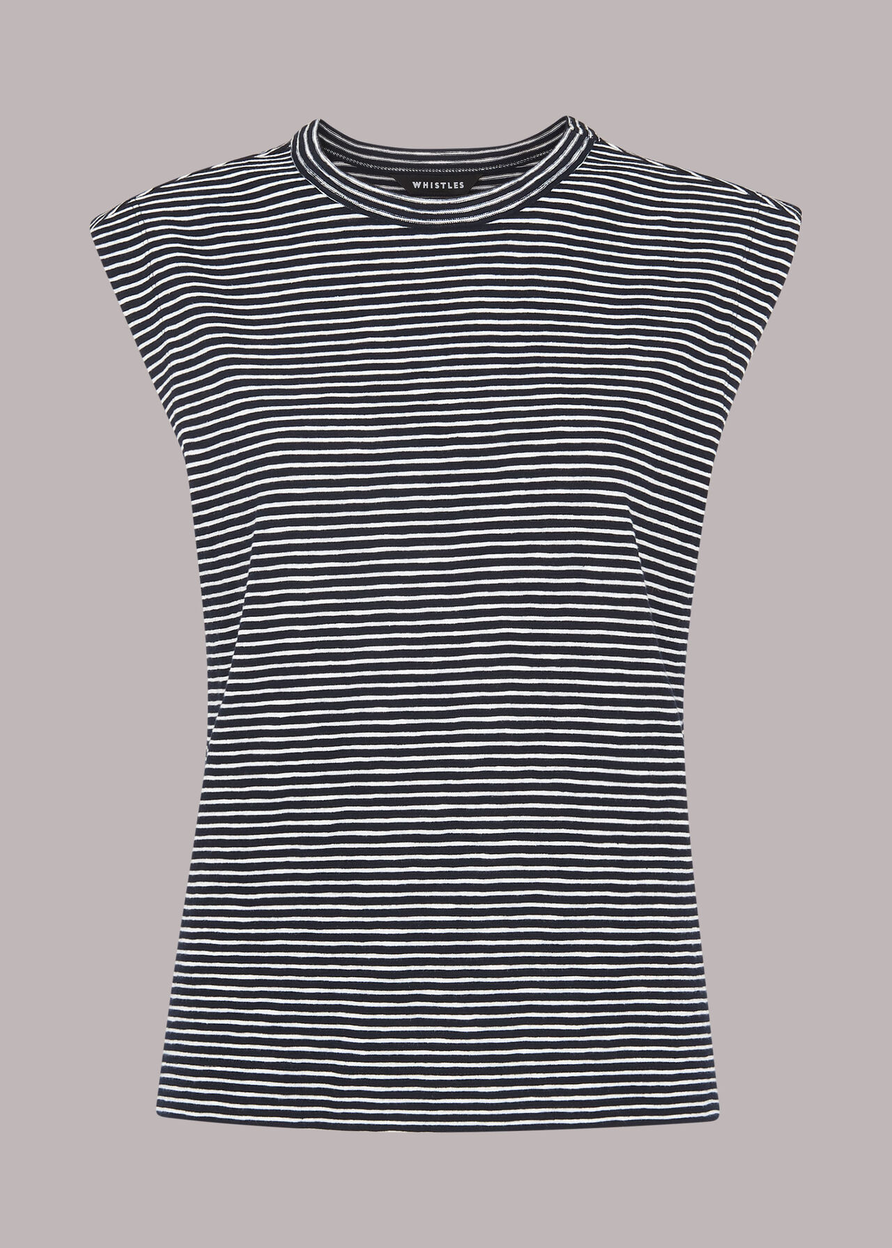 Navy/Multi Stripe Muscle Vest Top | WHISTLES