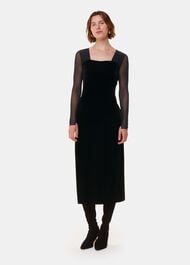 Mesh Sleeve Velvet Dress