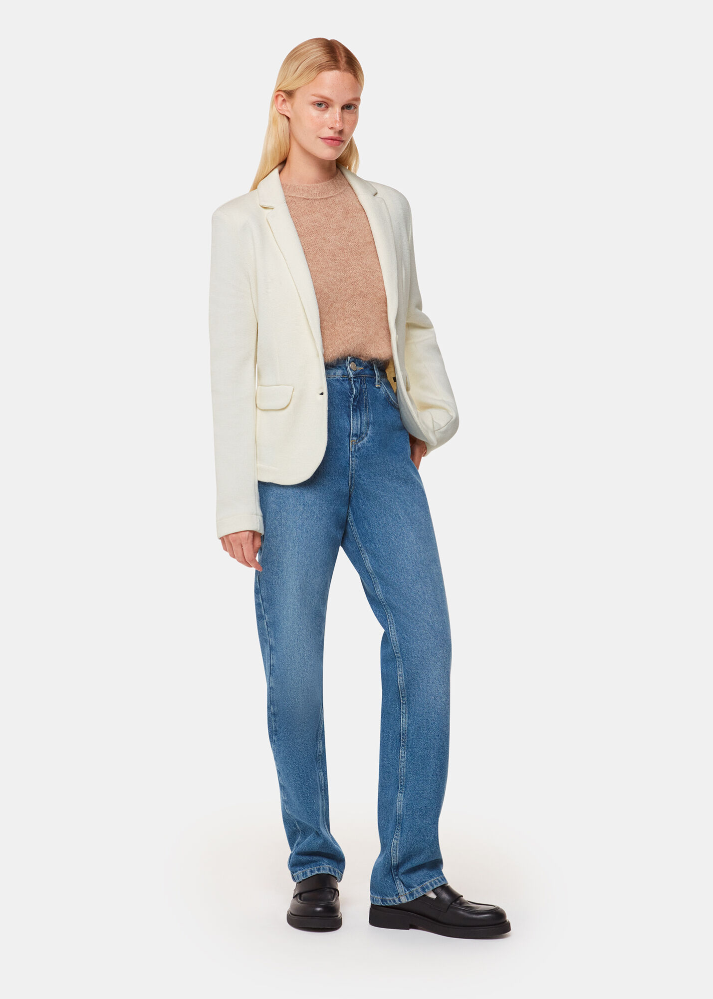 Ivory Slim Jersey Jacket With Welt Pockets Whistles