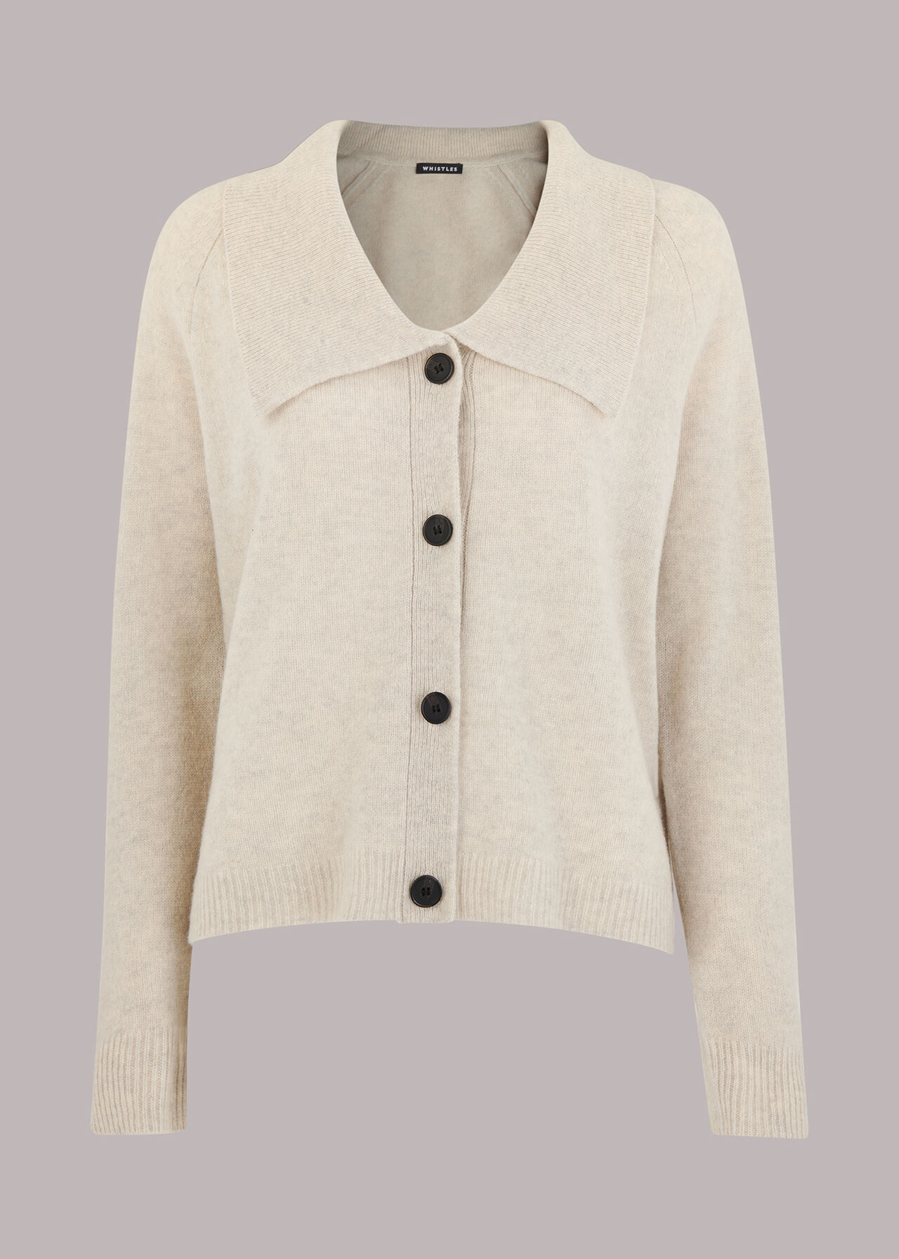 Neutral Collar Detail Wool Cardigan | WHISTLES