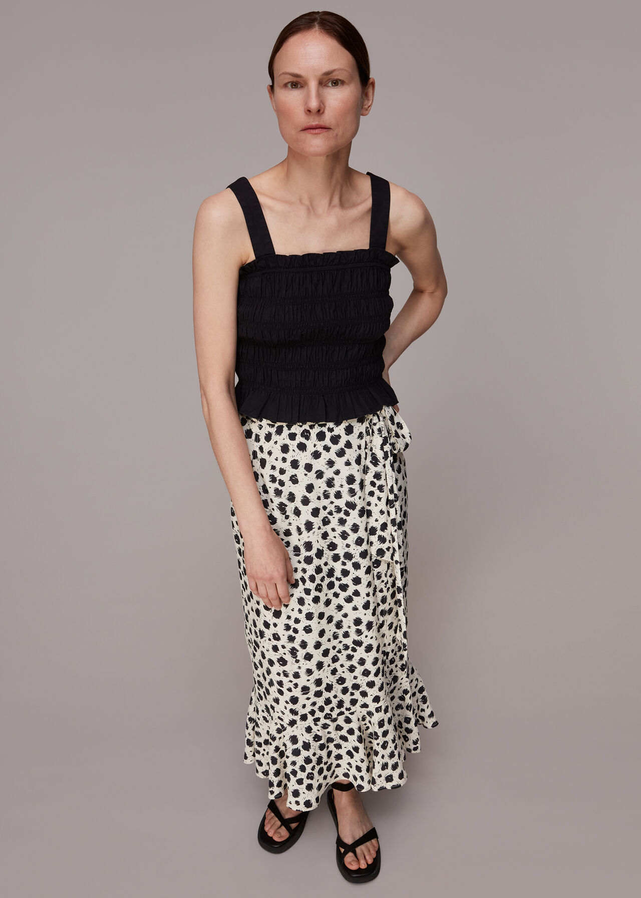 Brushed Dalmatian Wrap Skirt