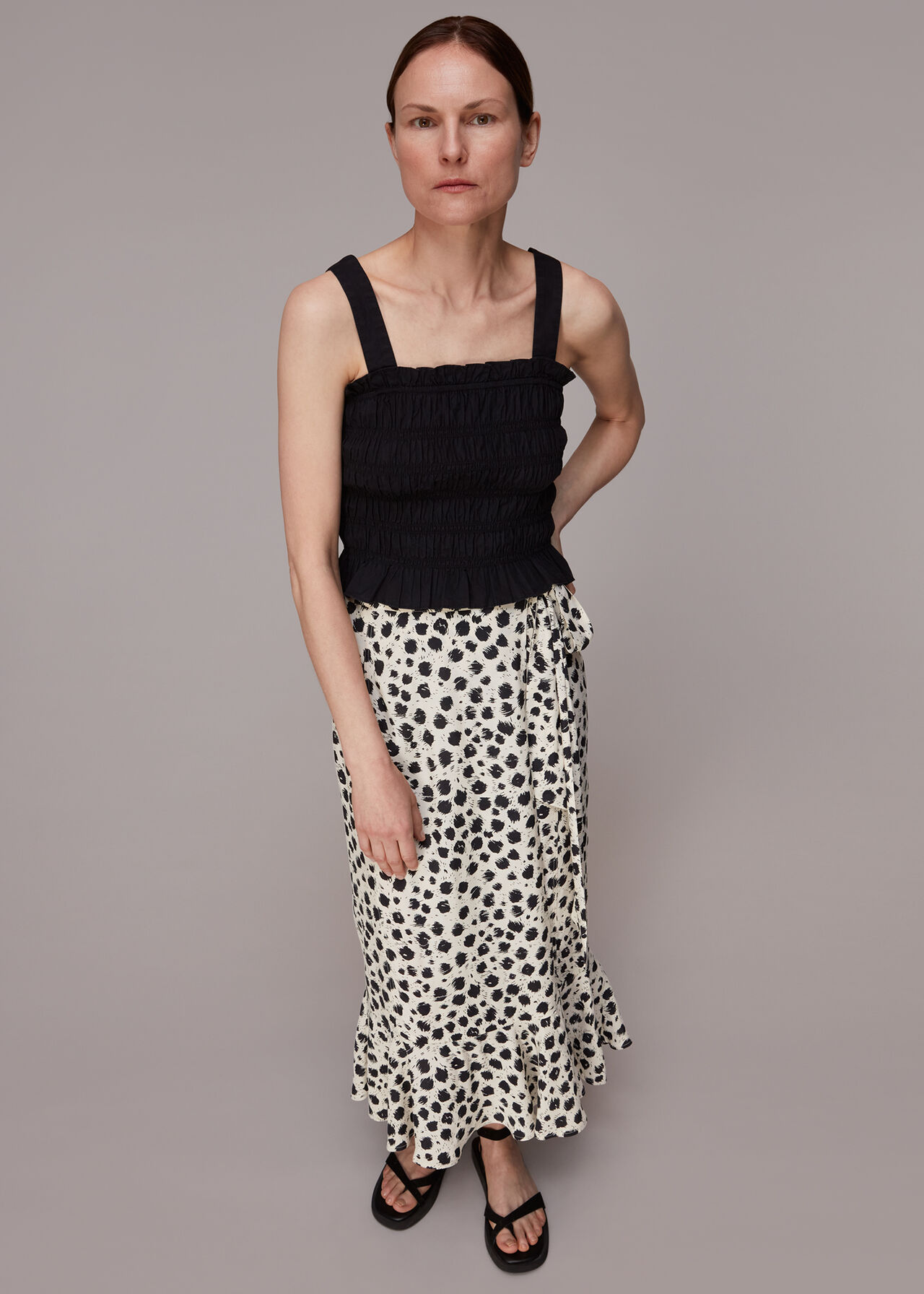 Brushed Dalmatian Wrap Skirt
