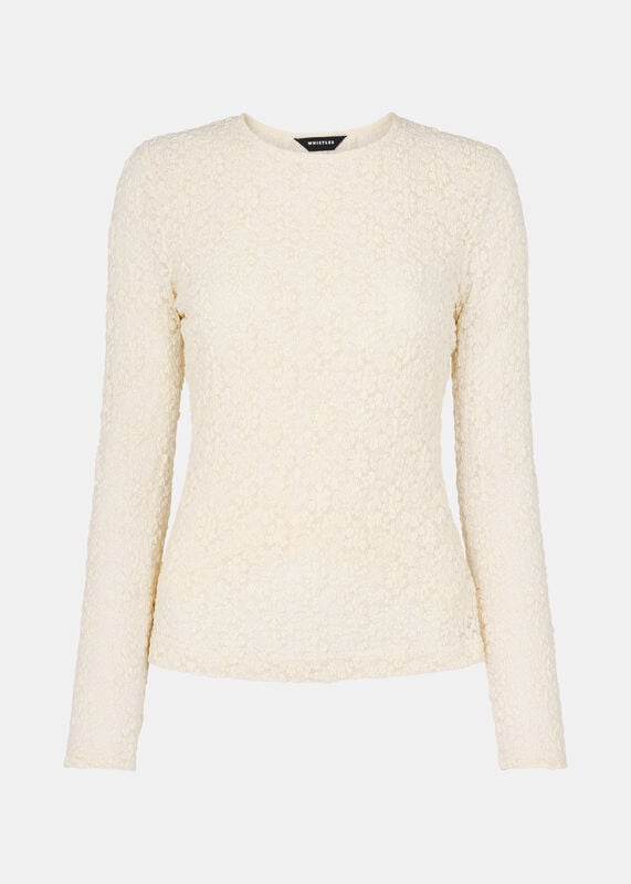 Ivory Jersey Lace Long Sleeve Top