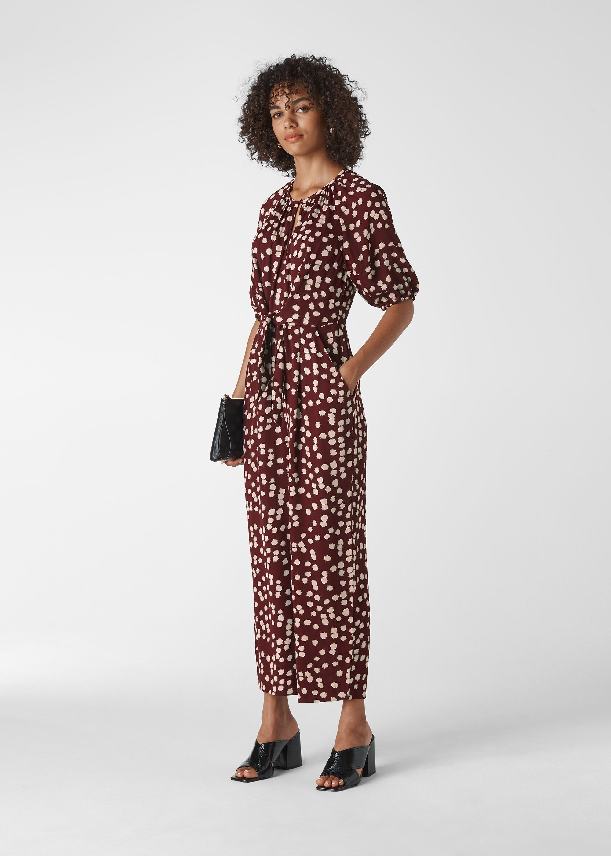 Burgundy floral jumpsuit 2025