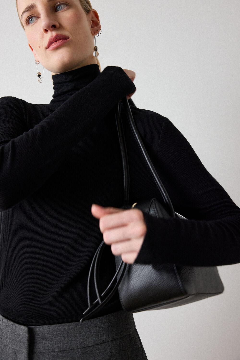 Black Essential Ribbed Polo