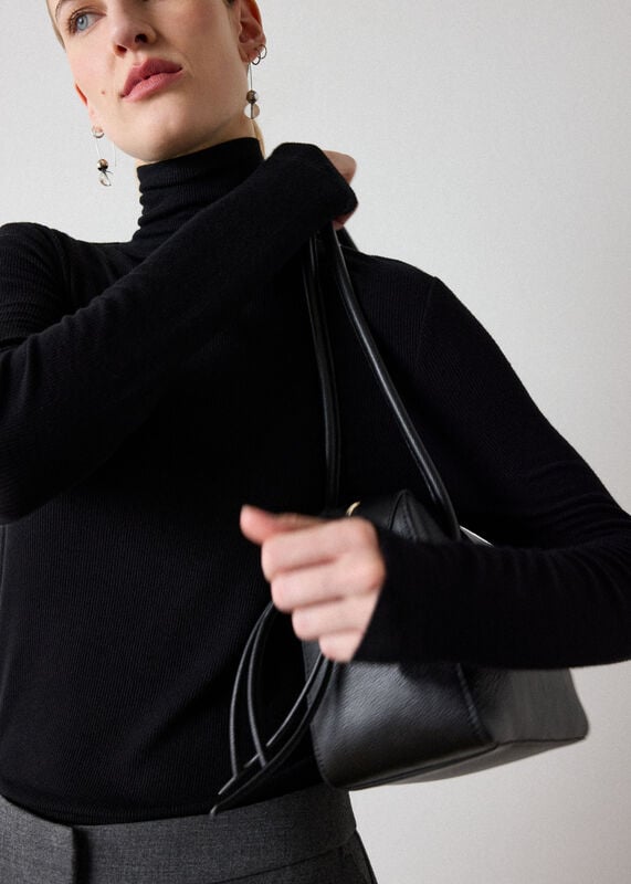Black Essential Ribbed Polo