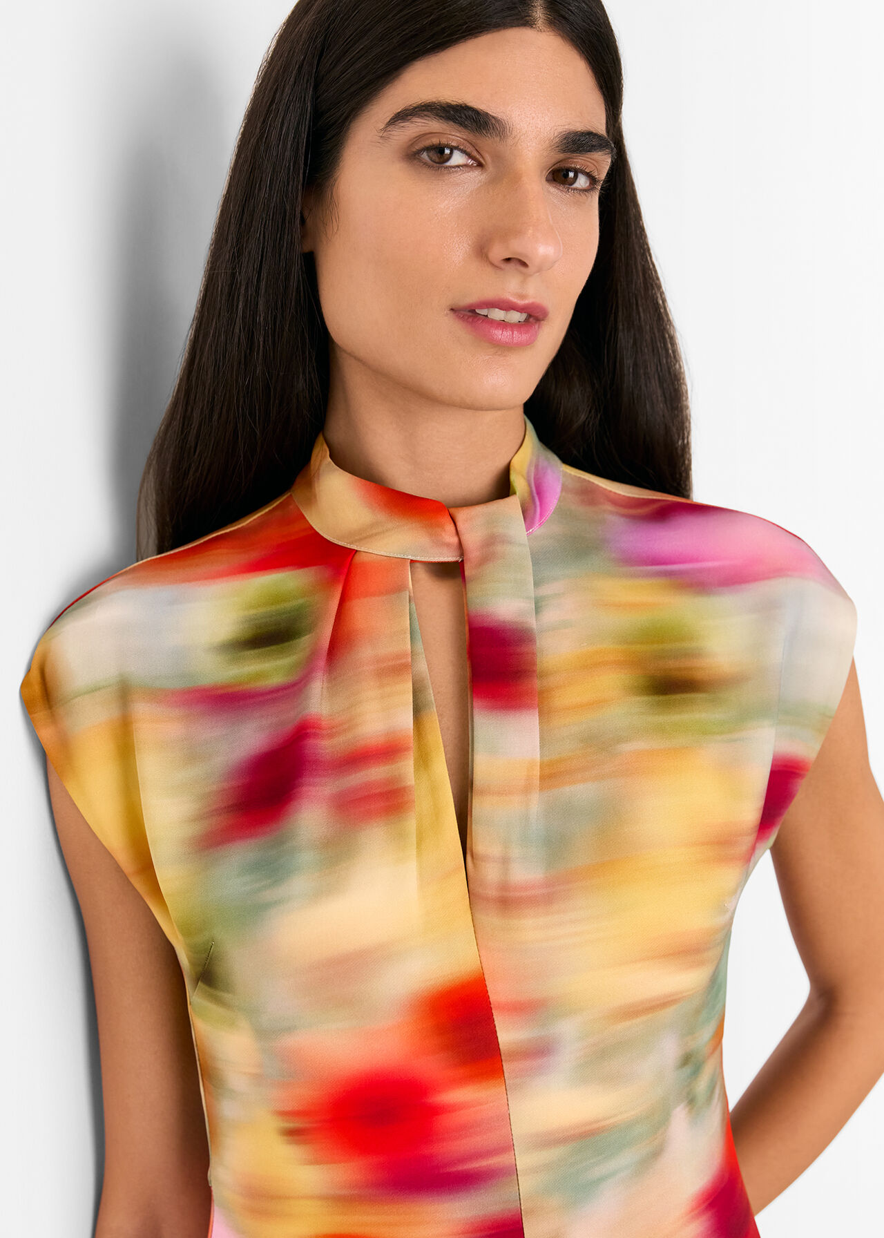 Photographic Flower Midi Dress