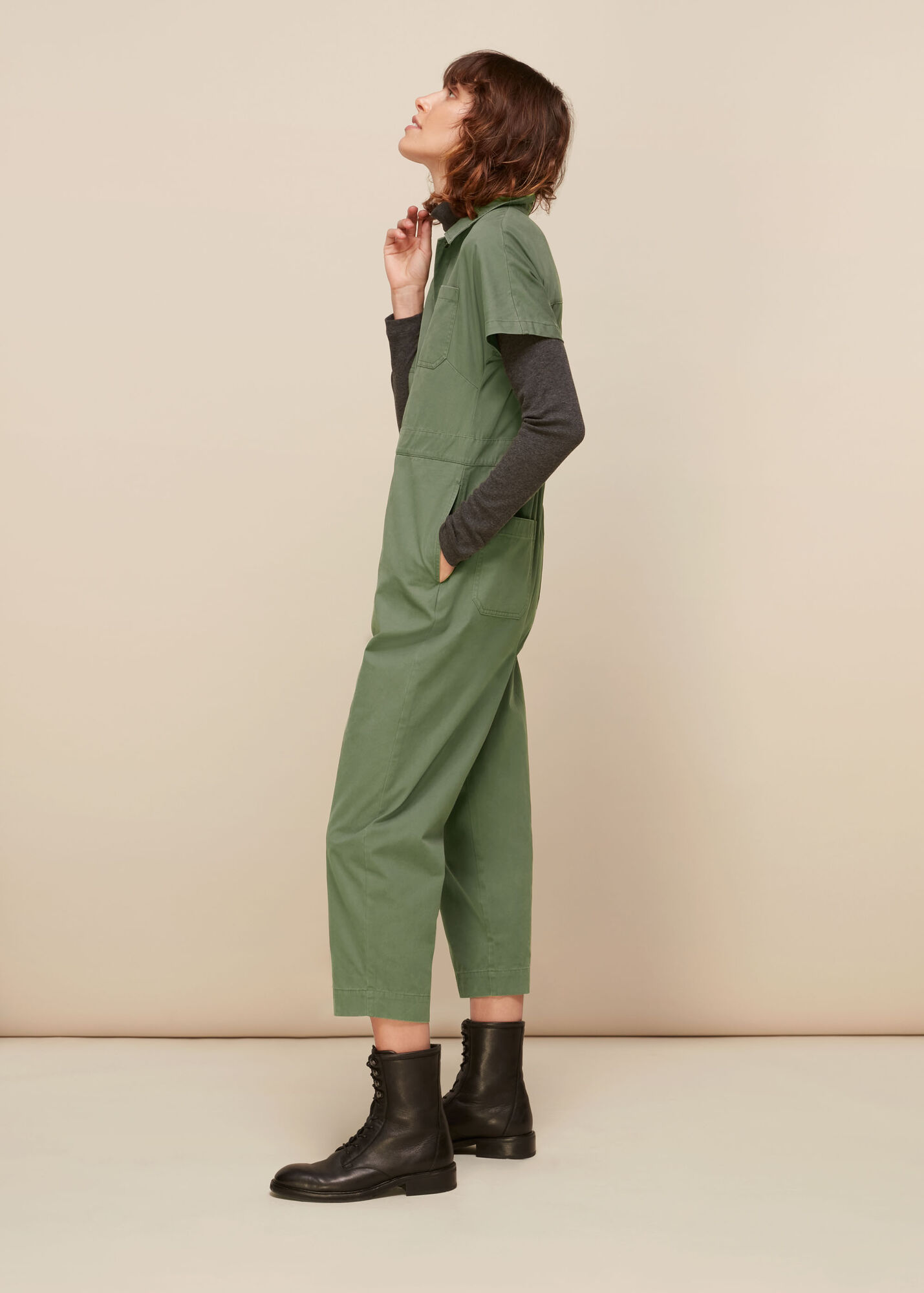 Khaki Elba Utility Jumpsuit WHISTLES