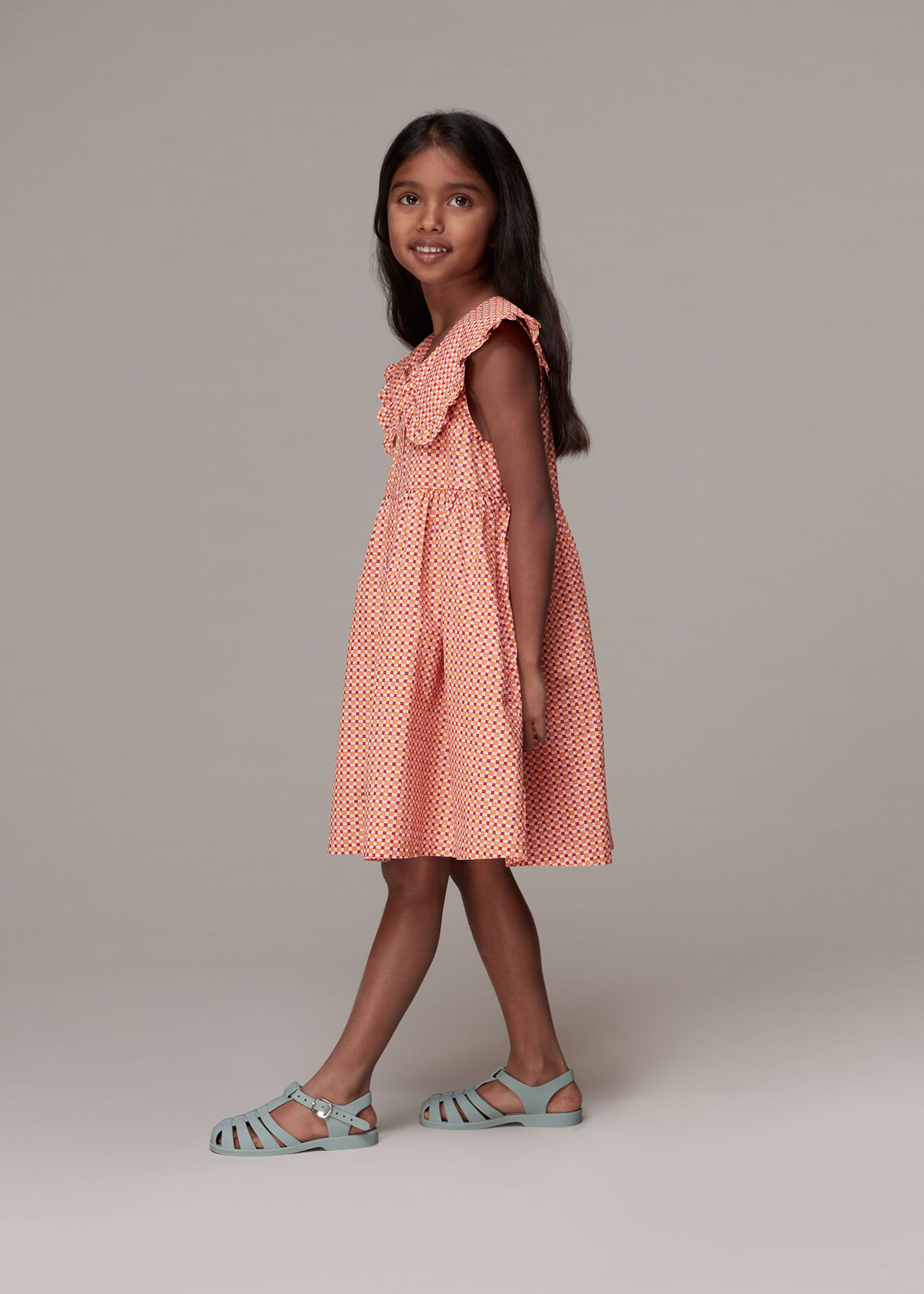 Ditsy Square Nova Collar Dress