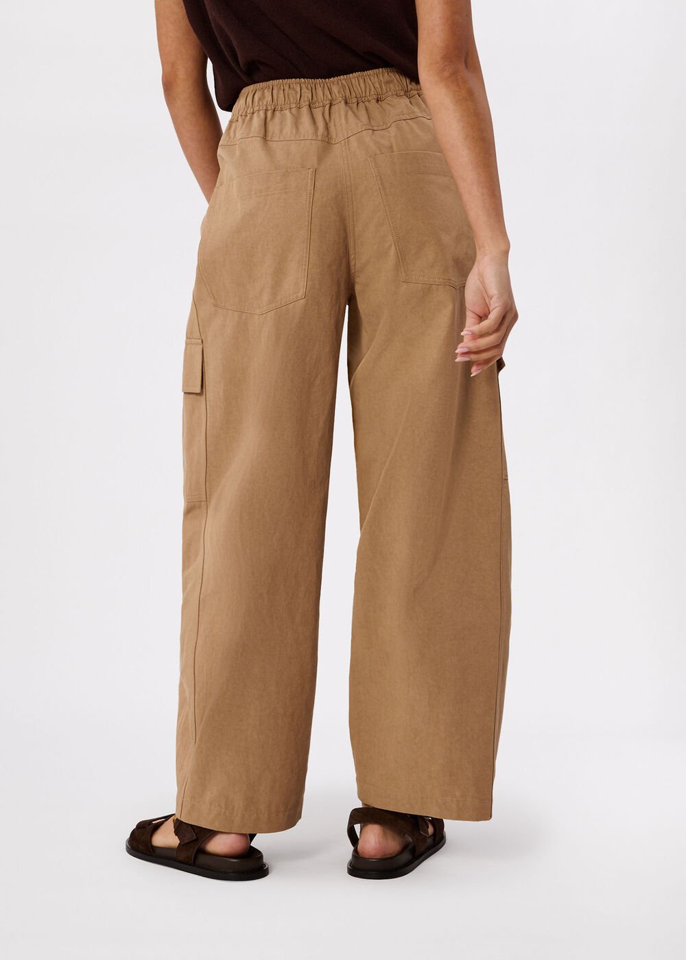 Petite Utility Cotton Barrel Trouser
