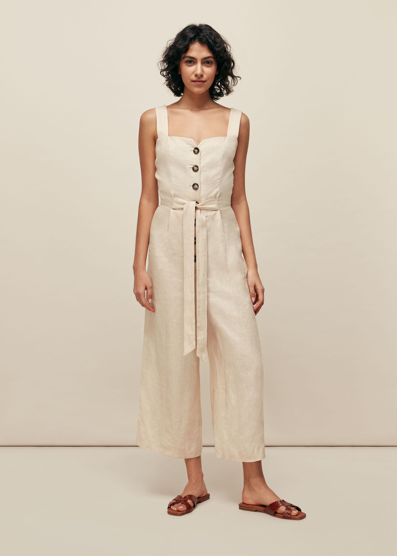 Hadley Linen Jumpsuit Stone