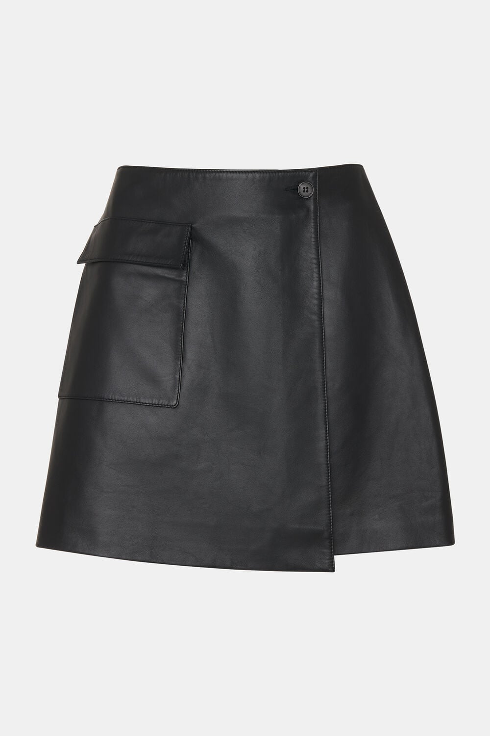 Wrap Leather Mini Skirt