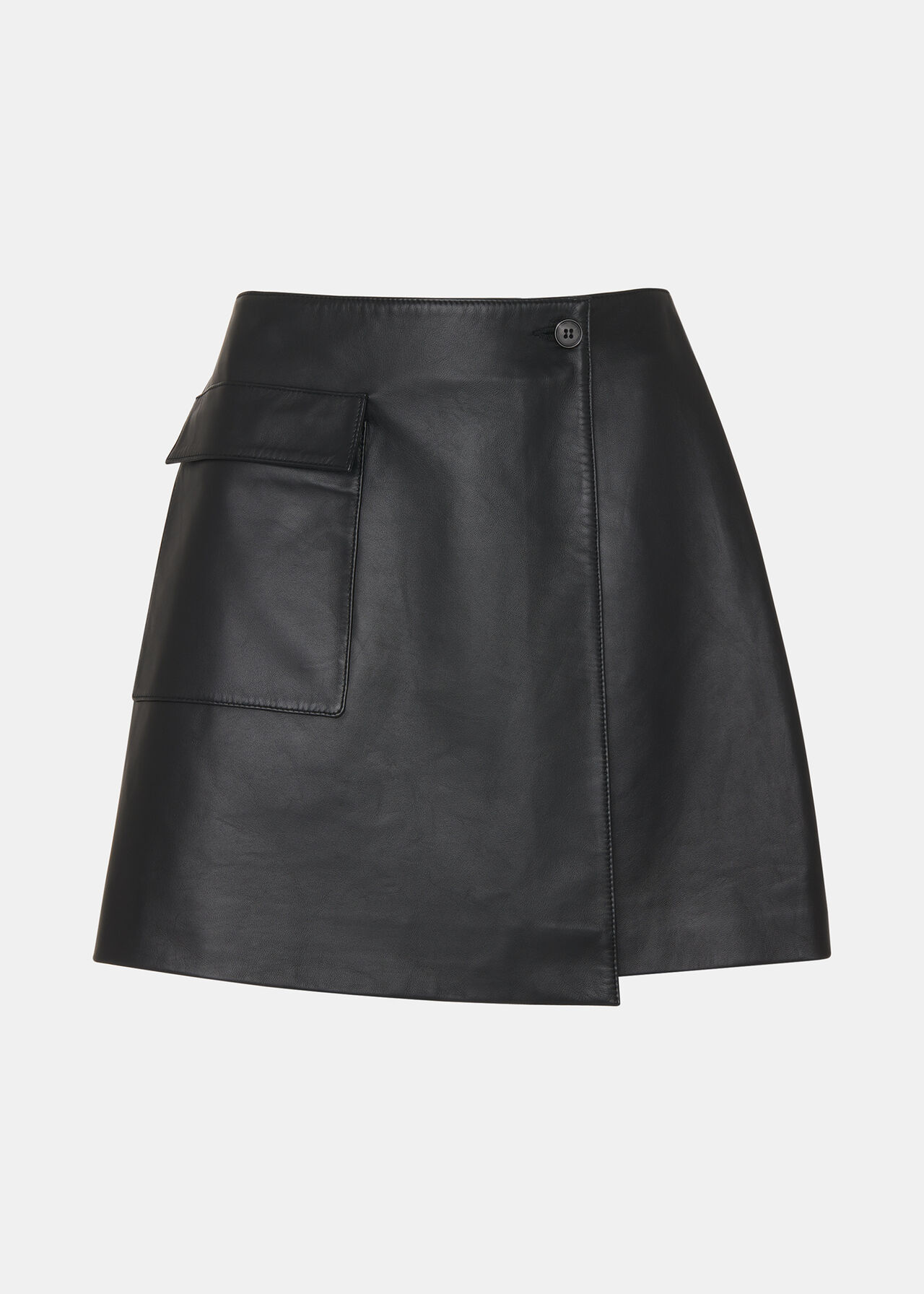 Black Wrap Leather Mini Skirt | WHISTLES