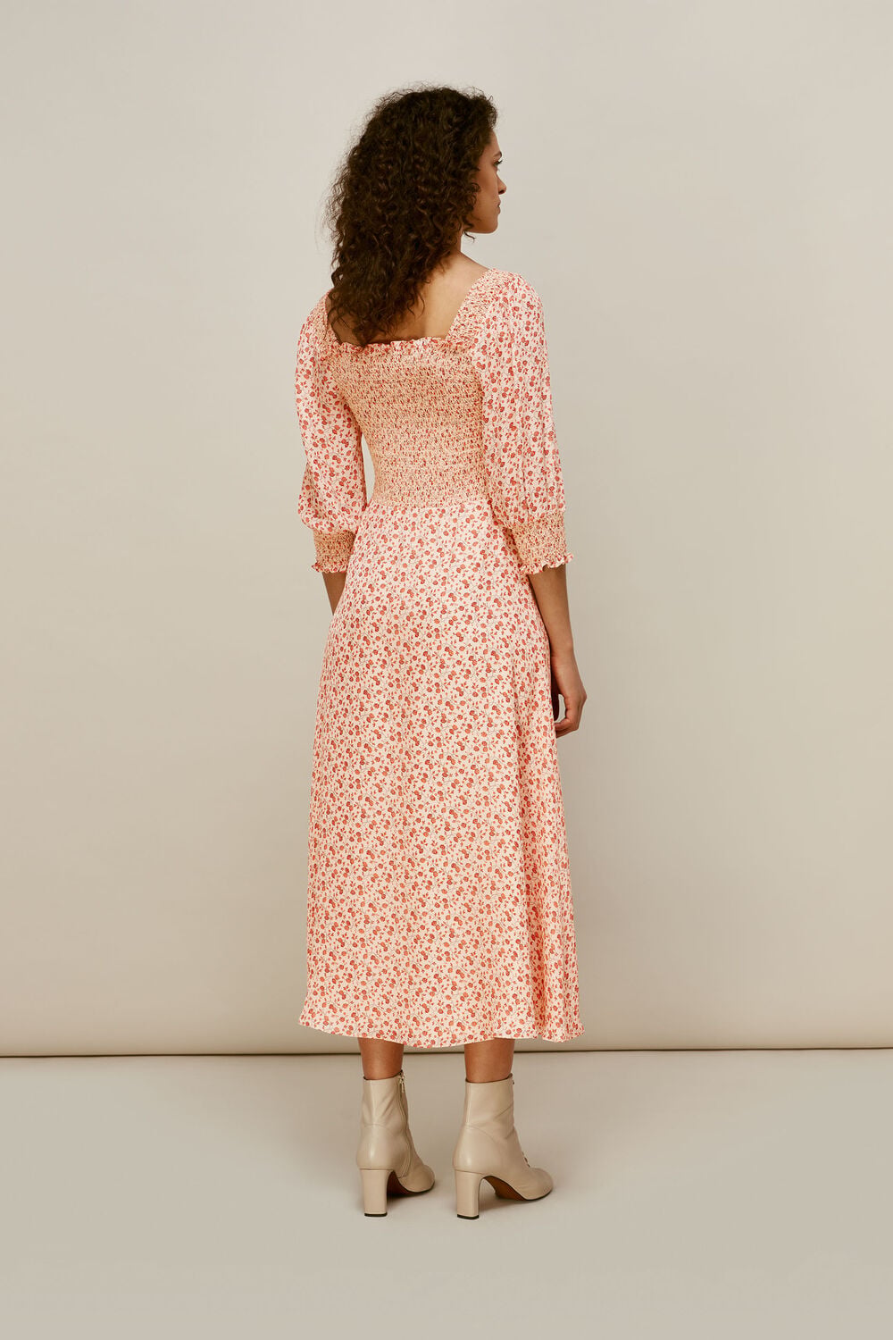 Flower Berry Print Silk Dress Multicolour