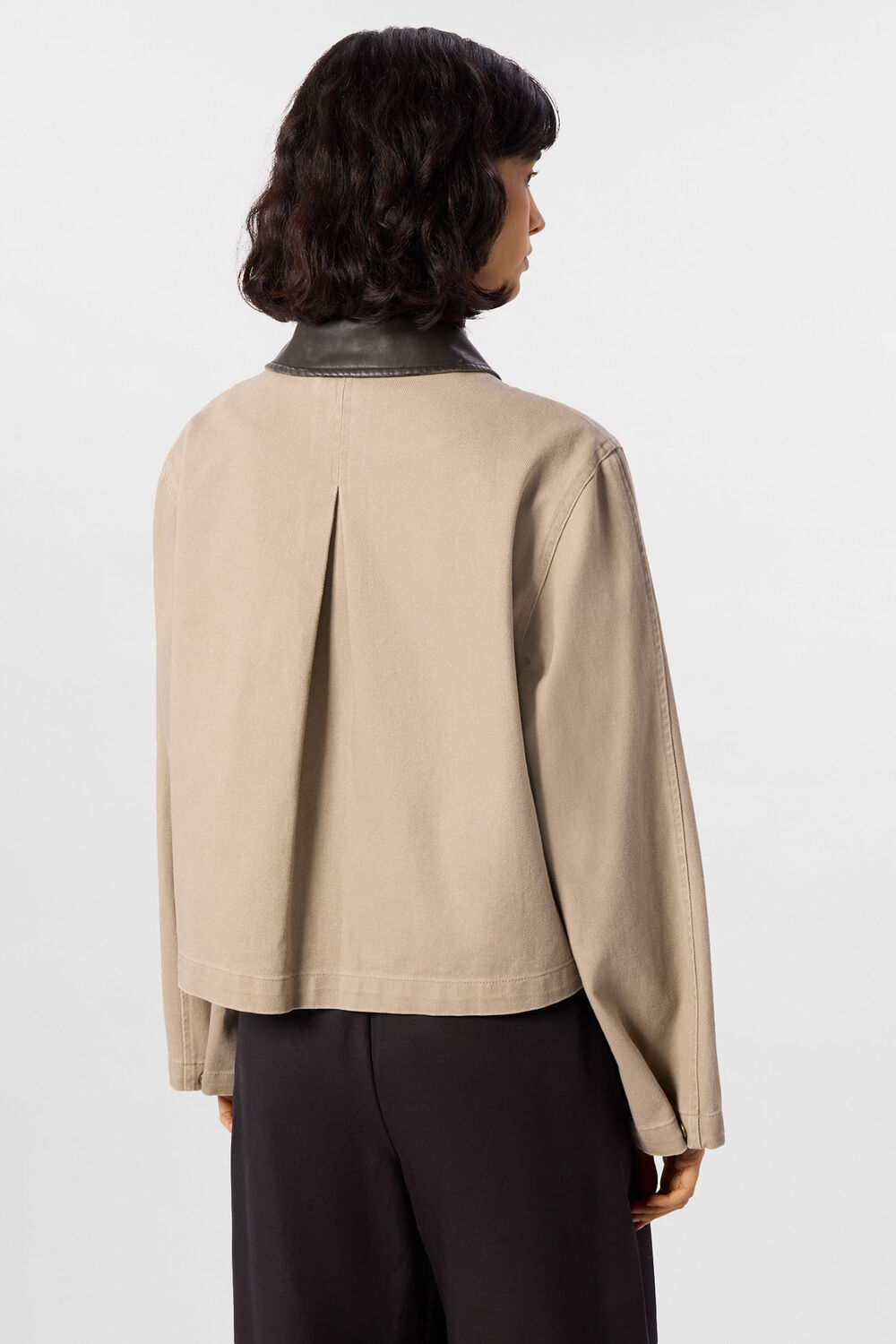 Taupe Casual Contrast Collar Jacket