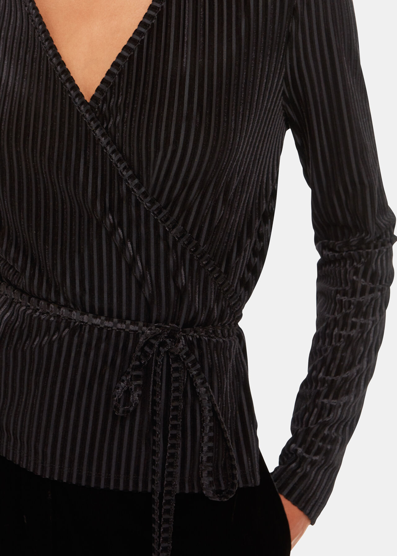 Velvet Stripe Wrap Cardigan