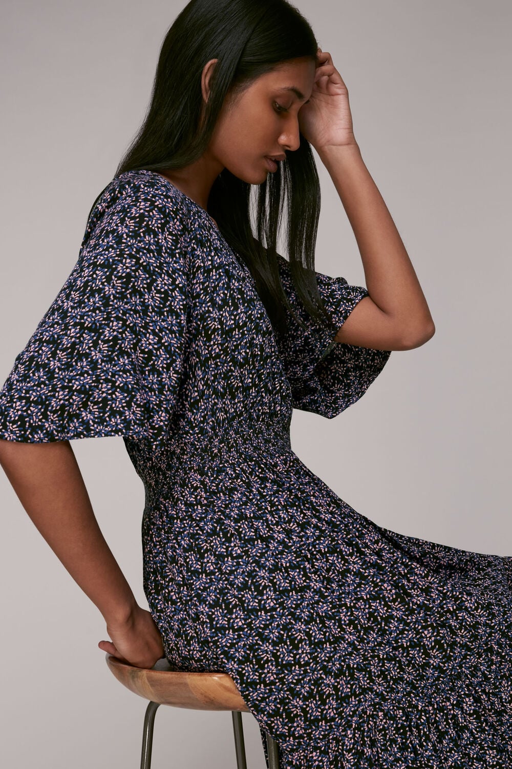 Kinetic Floral Midi Dress Multicolour