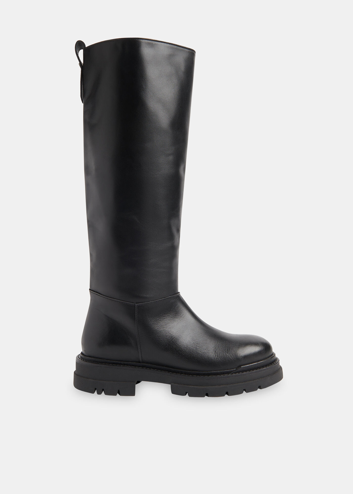 Black Maceo Lug Sole Knee High Boot WHISTLES